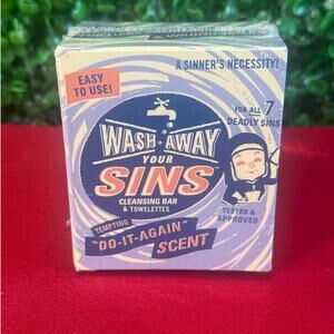 Blue Q Wash Away Your Sins Soap Gag Gift Novelty Set White Elephant Sealed NIB